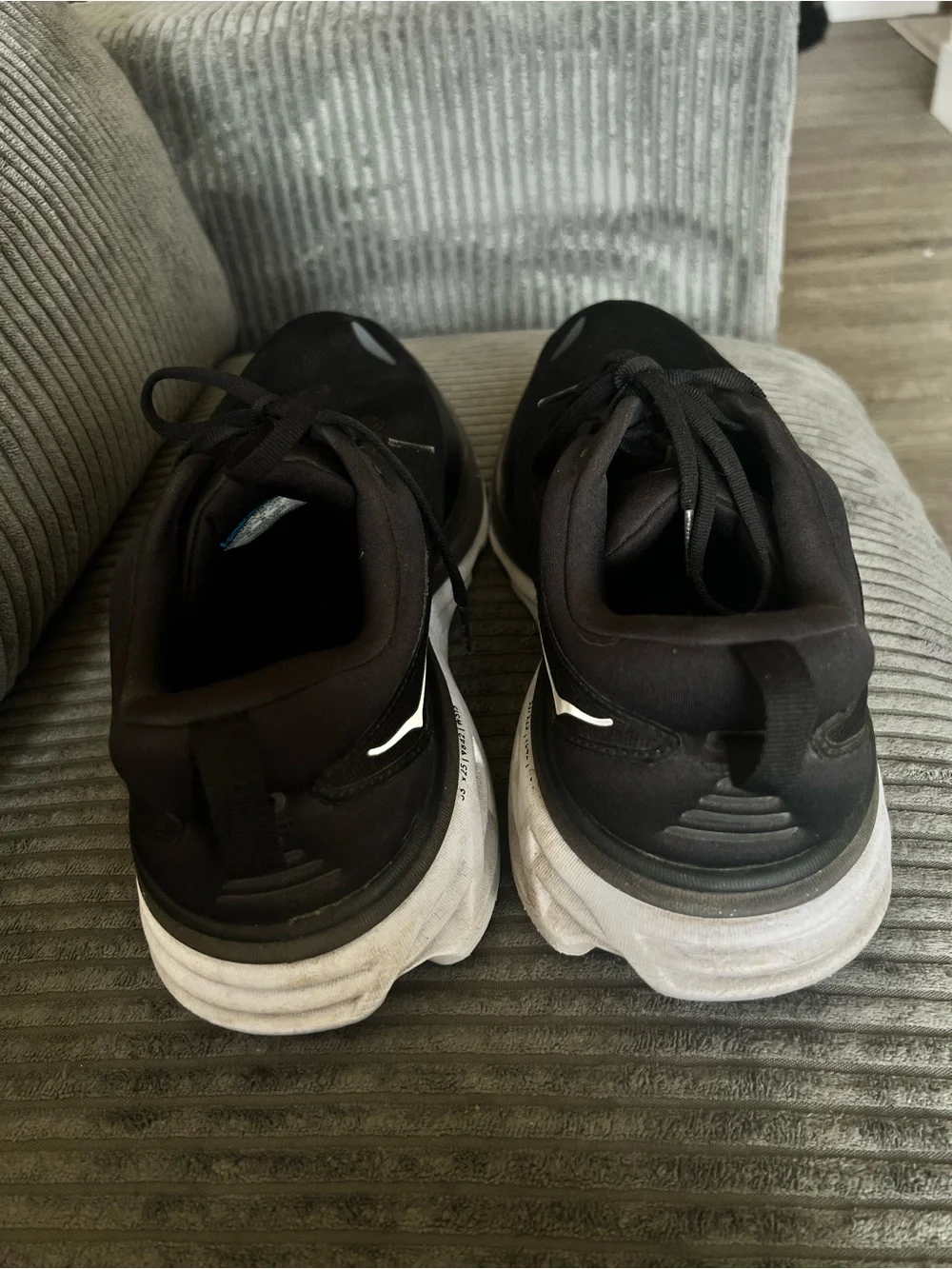 Hoka One One Men's Black Athletic Bondi 8 Wide Running Shoes with White Midsole